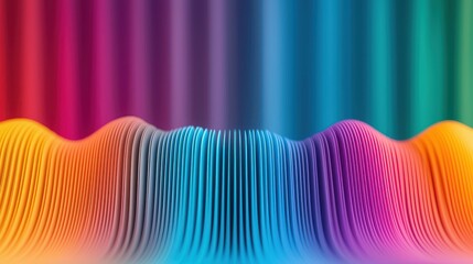 Poster - Sound Loud 3D Rendering Concept, Hyper-Realistic Rendering of Vibrating Colorful Strings with Smooth Gradient Effects and Dynamic Depth