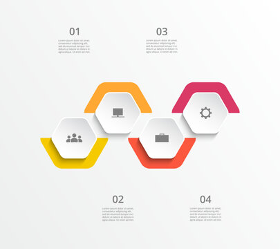Step by step infographic template with 4 options, parts or processes.
