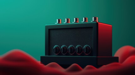 Poster - Sound Loud 3D Rendering Concept, Hyper-Realistic Rendering of a Concert Amplifier on an Abstract Background in Vivid 5D Style