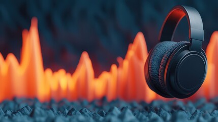 Poster - Sound Loud 3D Rendering Concept, 3D Rendered Audio Spectrum Visualization with Exploding Loud Energy in Vibrant Colors