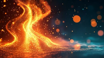 Poster - A fiery orange flame with a blue background. The fire is surrounded by a lot of sparks, creating a mesmerizing and dynamic scene