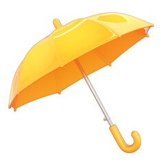 Aufkleber - bright yellow 3D umbrella icon with curved handle, isolated on transparency background, showcasing flat view with glossy finish and smooth design