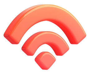 Poster - Three dimensional red Wi Fi signal icon in flat, minimalistic design, isolated on transparency background, symbolizing internet connectivity and technology
