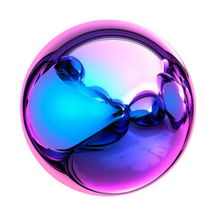 Poster - vibrant 3D metallic sphere with holographic colors, blending shades of pink, blue, and purple, showcasing futuristic Y2K aesthetic with smooth, reflective surfaces