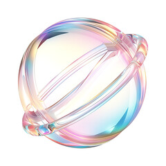 Poster - 3D metallic holographic sphere with Y2K inspired design, featuring vibrant pastel colors and smooth reflective surfaces, creating futuristic and artistic aesthetic