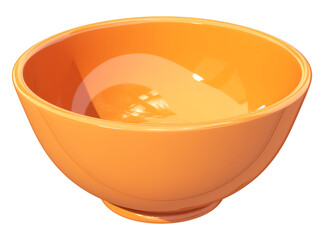 Poster - vibrant orange 3D cartoon bowl with glossy finish, isolated on transparency background, showcasing clean and minimalistic design