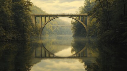 Wall Mural - Serene River Bridge Archway Scenic Landscape