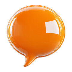 Aufkleber - glossy orange 3D chat bubble with reflective surface, isolated on transparency background, symbolizing communication and messaging in modern and vibrant style