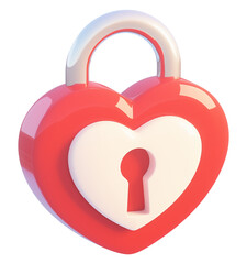 Poster - red heart shaped padlock with white keyhole symbolizes love, security, and protection, isolated on transparency background