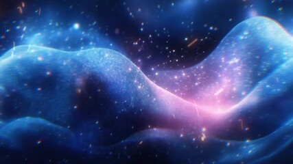 Wall Mural - Fantasy Space Background: Colorful abstract cosmic light waves swirl through a galaxy filled with stars at night