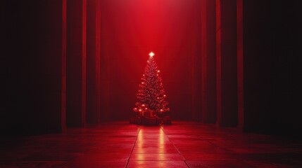 Poster - Christmas-inspired deep red gradient with a subtle glow at the center and shadowed floor for showcasing products or designs.