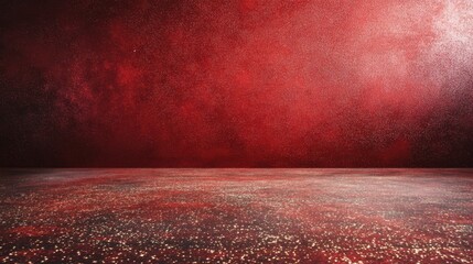 Poster - Deep red Christmas-themed gradient with a subtle sparkle effect, designed as a studio backdrop with a product display-ready floor.
