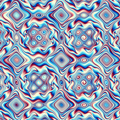 Fototapete - A vibrant and colorful abstract geometric pattern featuring wavy designs along with intricate details that beautifully enhances any type of decor, evoking creativity and undeniable charm