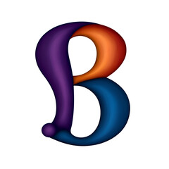 Aufkleber - A colorful and stylized letter 'B' featuring a smooth, rounded design with vibrant shades of purple, orange, and blue.
