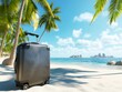 © AHNH4 - Luggage on Sunny Beach with Palm Trees in Background