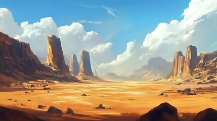 Wall Mural - Majestic Desert Landscape Under a Cloudy Sky