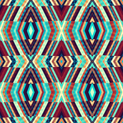 Aufkleber - This captivating piece features a vibrant geometric seamless pattern with colorful symmetry and intricate textures, offering a stunning visual experience