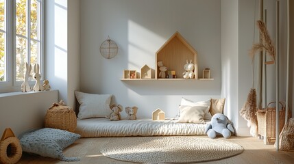 Aufkleber - A room with a window and a white wall