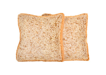 Wall Mural - Top view of whole wheat bread isolated on white background