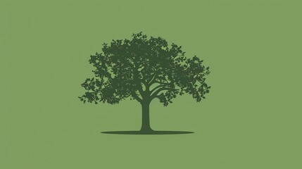 Poster - A green tree silhouette on a green background.