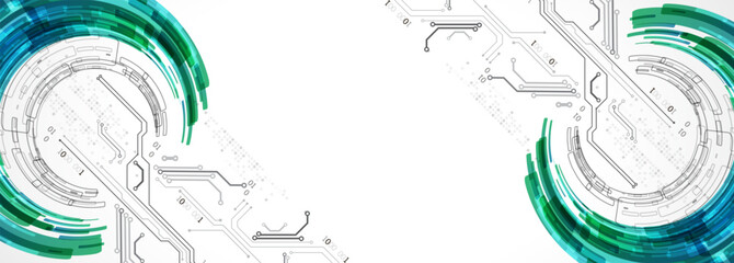 Poster - Abstract background. Scientific and technological concept with the use of technical elements formed in the shape of a circle. Vector
