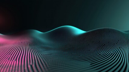 Fototapete - Abstract digital landscape with flowing waves and vibrant colors.