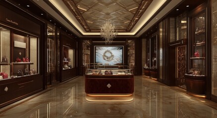 Poster - Luxurious retail interior featuring elegant displays and sophisticated lighting.