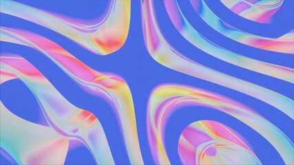 Aufkleber - Abstract Layered with Iridescent Hues and Bold Blue Design