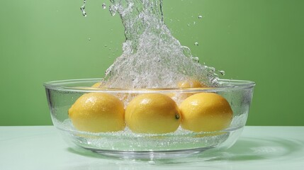 Poster - Fresh lemons splashing in water, highlighting freshness and vitality.
