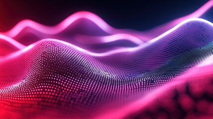 Aufkleber - Abstract digital landscape with vibrant pink and purple wave patterns.