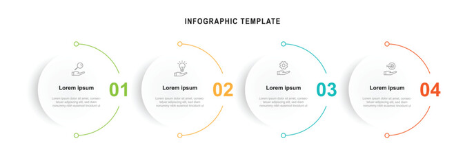 Wall Mural - Business template infographic. 4 step circle for presentation, workflow and business information 