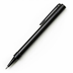 Poster - Studio shot of a stylish black ballpoint pen resting on a pristine white surface