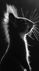 Poster - A silhouette of a squirrel against a dark background, emphasizing its features and fur.