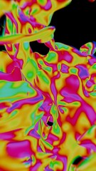 Poster - Vibrant Abstract Fluid Shapes with Neon Colors on Black Background