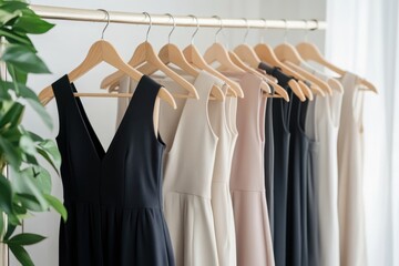 Poster - A display of elegant dresses on hangers in a well-lit setting.