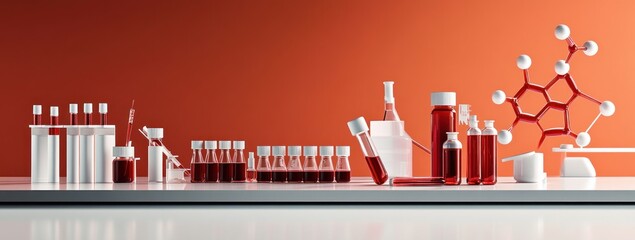 Poster - A collection of lab equipment and samples showcasing scientific research in a modern setting.