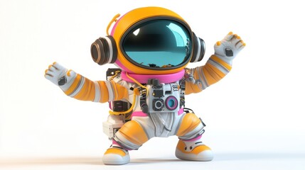 Poster - A playful astronaut figure with vibrant colors and accessories, designed for fun or decoration.