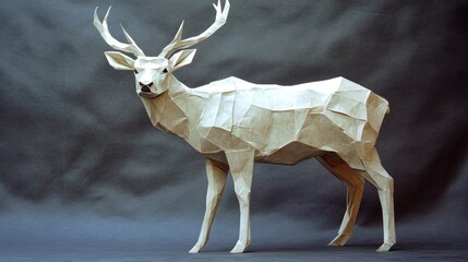 Poster - A sculptural representation of a deer created through origami techniques.