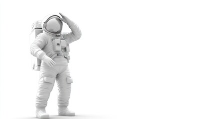 Aufkleber - A 3D-rendered astronaut in a spacesuit, posed against a minimalistic background.