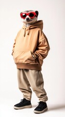 Leinwandbilder - A stylized animal character wearing casual clothing and sunglasses, posing confidently.
