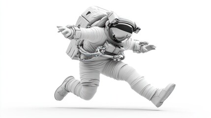 Poster - An astronaut in a dynamic pose, suggesting movement and exploration in space.