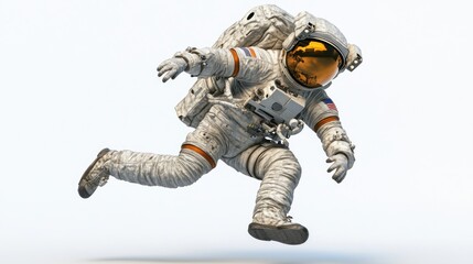 Aufkleber - An astronaut in a spacesuit appears to be floating or running in a zero-gravity environment.