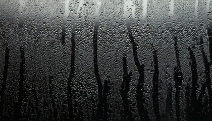 Wall Mural - closeup view capturing the intricate condensation of fog on a window glass surface, showcasing the d