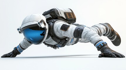 Aufkleber - A futuristic astronaut in a dynamic pose, showcasing space exploration and technology.