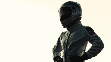 Poster - A silhouetted figure in a racing suit and helmet, exuding a sense of anticipation and focus.