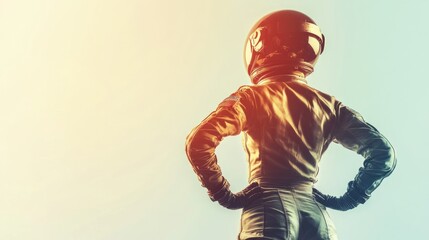 Poster - A figure in a spacesuit stands confidently, gazing into the distance, symbolizing exploration.