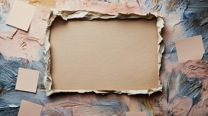 Poster - Craft paper note frame with textured background for creativity and design projects