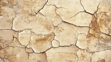 Poster - Cracked textured surface with earthy tones suitable for backgrounds or design elements in natural and rustic themes