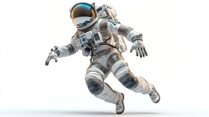 Poster - An astronaut in a spacesuit appears to float in a zero-gravity environment.