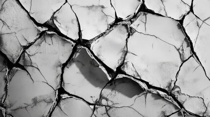 Poster - Texture of cracked walls in monochrome showcasing intricate patterns and depth for background use in creative design projects.